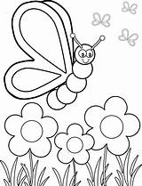 Coloring Pages Butterfly Preschool Flower sketch template