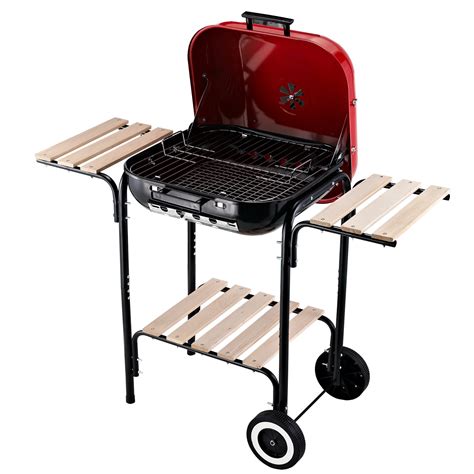 outsunny  steel porcelain portable outdoor charcoal barbecue grill