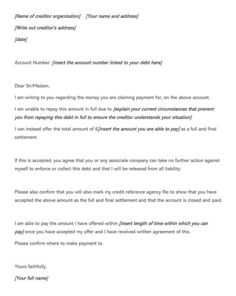 debt settlement letter paid  full collection letter template collection