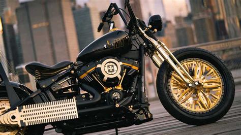 custom harley street bob  literal gold