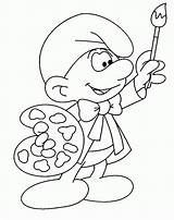 Painter Cartoon Uncolored Smurf Coloring Smurfs Characters Pages Wiki Popular Library Clipart sketch template