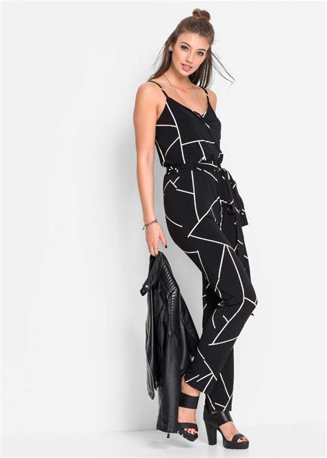 women summer casual printed black white long jumpsuits v neck buttons