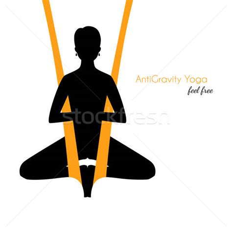 anti gravity yoga poses woman silhouette vector illustration