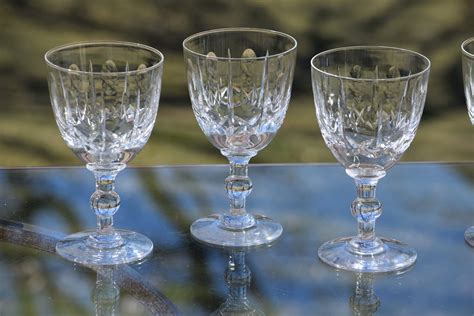 4 Vintage Etched Crystal Wine Glasses Royal Brierley Crystal 1970s