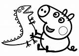 Peppa Pig George Coloring Brother Pages Dinosaur Little Loves Who Color Print sketch template