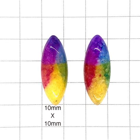 rainbow quartz cabochon pair xxmm