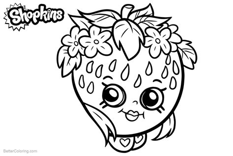 shopkins coloring pages strawberry lineart  printable coloring pages