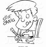 Writing Cartoon Boy Coloring Letter Clipart Santa Dear Vector Outlined Leishman Ron Royalty Clipground sketch template