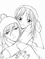 Anime Coloring Couple Pages Cute Romantic Print Couples Hugging Color Printable Getcolorings Girl Template Sketch sketch template