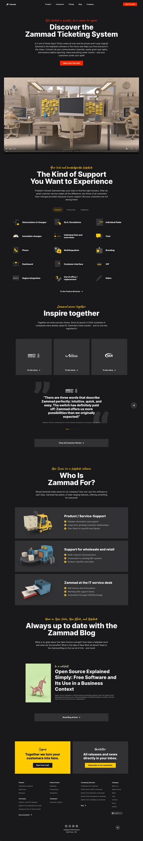 zammad page saas landing page
