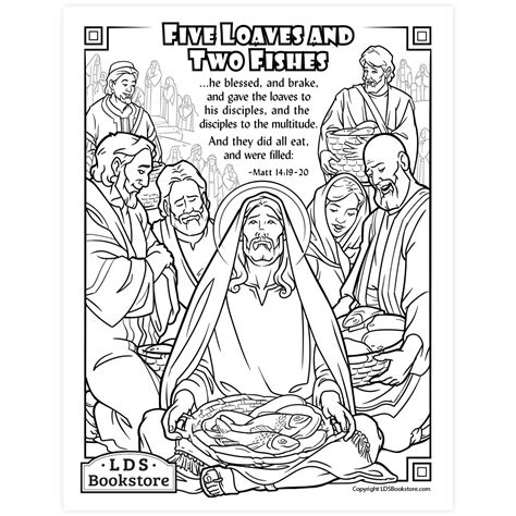 jesus feeds the 5 000 coloring page printable