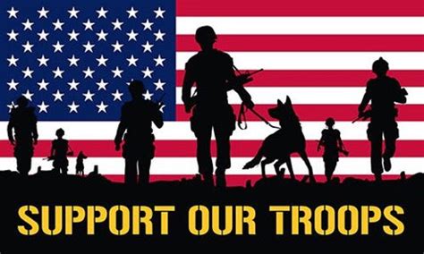 support  troops sticker  blue  gold store