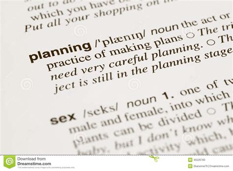 Definition Words Planning And Sex In Dictionary Stock Image Image Of
