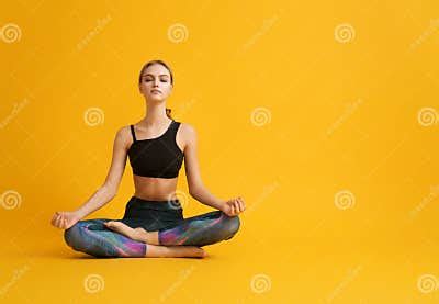 woman  practicing yoga  meditation stock photo image