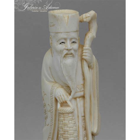 japonia xix xx w figurka kolekcjonerska przedstawiajĄca starca wykonana z koŚci sŁoniowej na