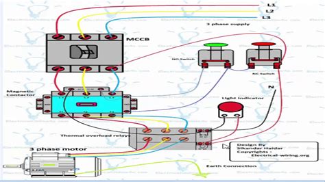 direct  starter wiring diagram  phase explained english youtube