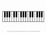 Piano Keys Drawing Draw Musical Keyboard Step Learn Visit sketch template