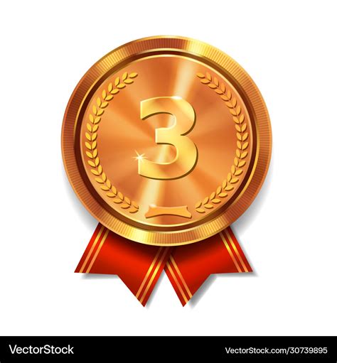bronze medal  red ribbon  place award vector image
