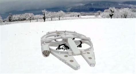 star wars fan created  millennium falcon quadcopter uas vision