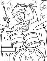 Coloring Pages Band Boy Rock Roll Drum Set Color Drummer Drawing Kids Drumset Play Metal Drums Hiking Showtime Playing Star sketch template