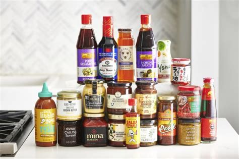 guide     condiments lining grocery shelves
