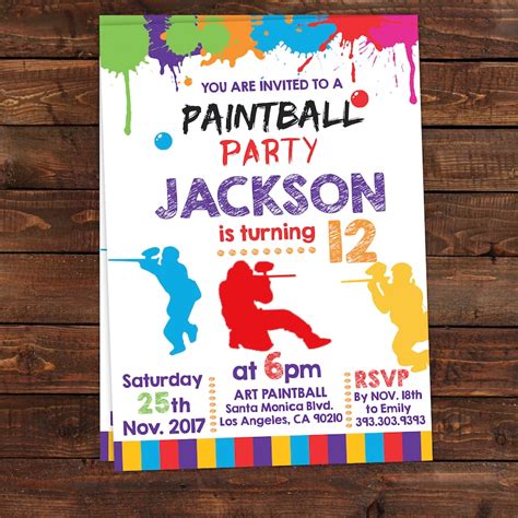 printable paintball party invitations paintball invitation etsy
