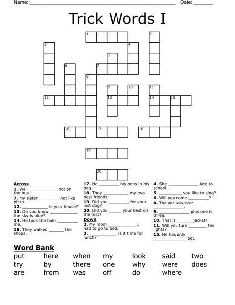 trick words  crossword wordmint