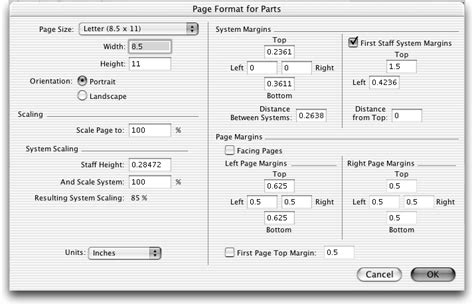 page format  parts