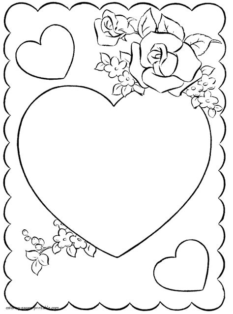 card   heart  roses coloring pages printablecom