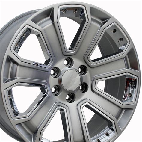 chevrolet silverado style replica wheels hyper black  chrome inserts  set