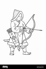 Mongol Archer Genghis Coloration sketch template