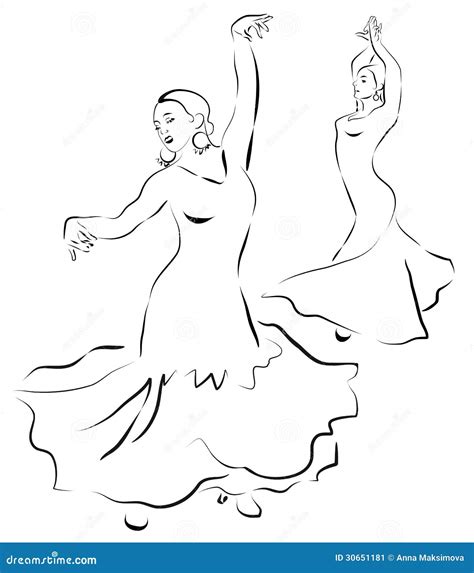 flamenco dancers sketch stock image image