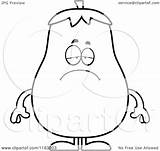 Mascot Depressed Eggplant Outlined sketch template