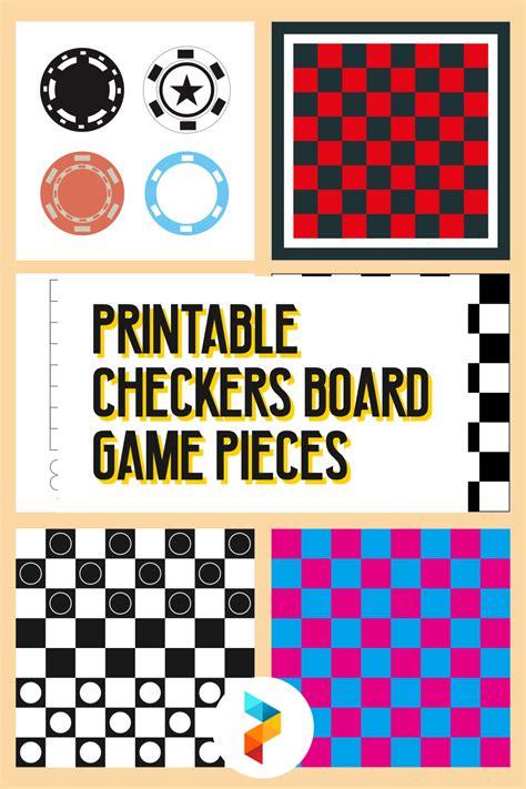 printable checkers board game pieces printablee