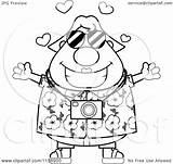 Tourist Cartoon Arms Open Plump Clipart Female Man Cory Thoman Outlined Coloring Vector 2021 sketch template