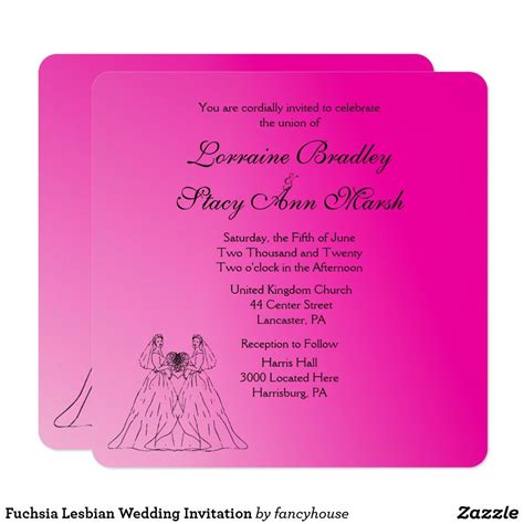 fuchsia lesbian wedding invitation lesbian wedding