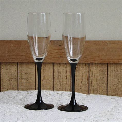 black stemmed champagne flutes cristal darques durand domino