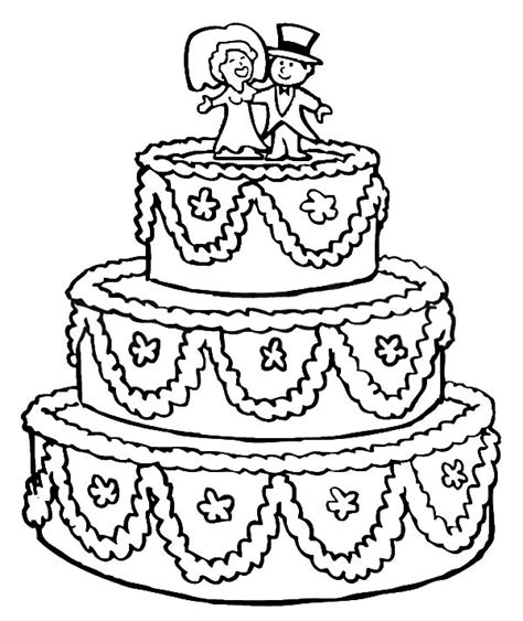 beautifully decorated wedding cake coloring pages  place  color