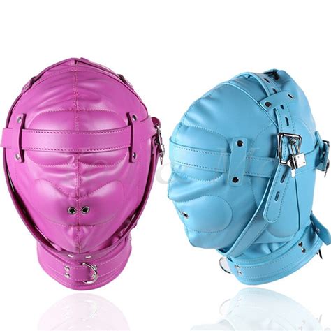 2017 new fetish pu leather bdsm bondage hood sm totally enclosed mask
