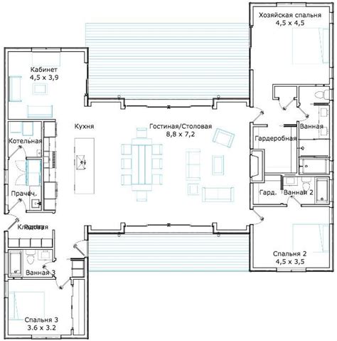 concept  shaped house plans  breezeway house plan  dimensions