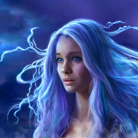 2048x2048 Blue Eyes Blue Hair Fantasy Girl Long Hair Woman Ipad Air Hd