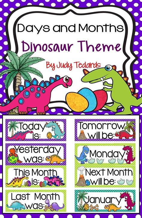 cute dinosaurs  teach days   week  months