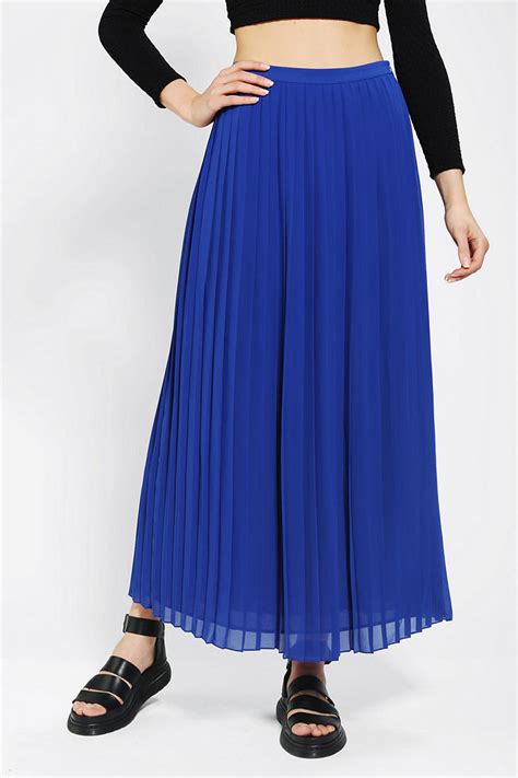 lyst urban outfitters sparkle fade pleated chiffon maxi skirt in blue
