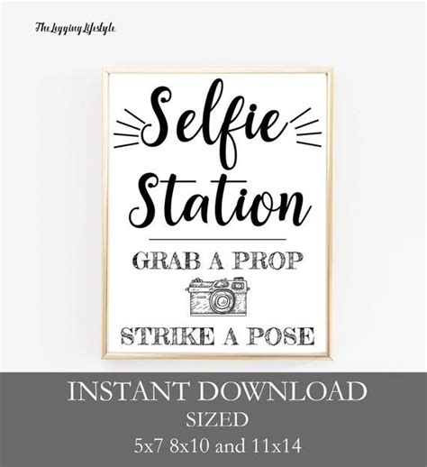 selfie station sign selfie station printable wedding sign photobooth