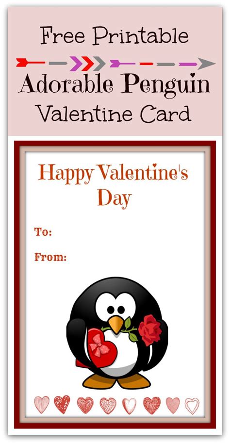 penguin valentines card   words happy valentines day written