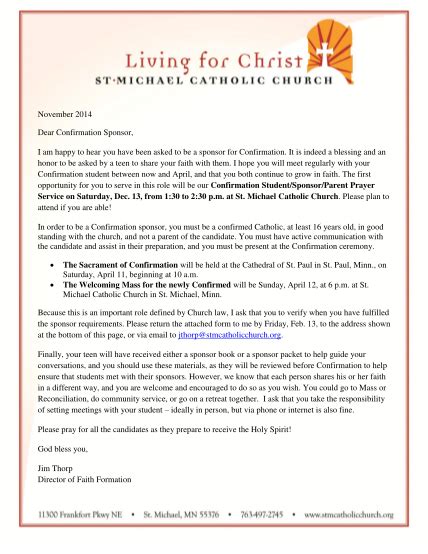 catholic confirmation letter page    edit  print