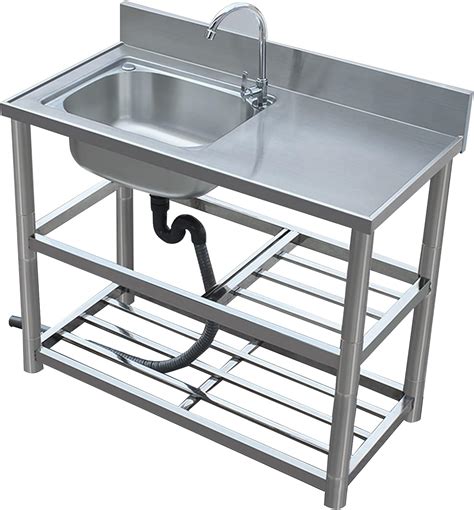 standing catering sink left sink  stainless steel sink single bowl kitchen sink