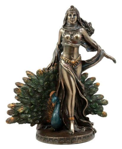 Roman Juno Greek Goddess Hera With Sacred Peacock Statue