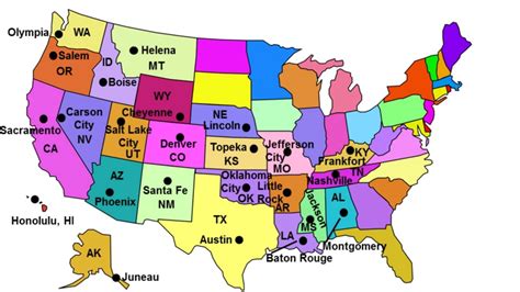 states   capitals map