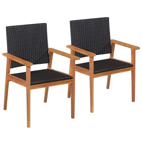 vidaxl lot de  chaises dexterieur resine tressee noir marron chaises de jardin rue